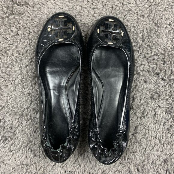 TORY BURCH Reva Ballerina Ballet Flats Black Patent Leather Size 8 M - Picture 6 of 8
